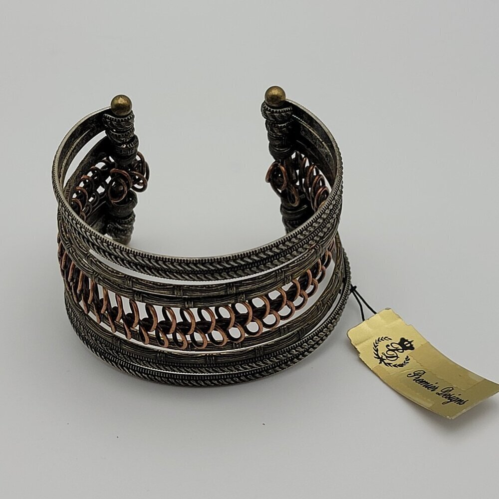 Premier Designs Mixed Metals Wide Cuff Bracelet 6.5 In  New With Tag